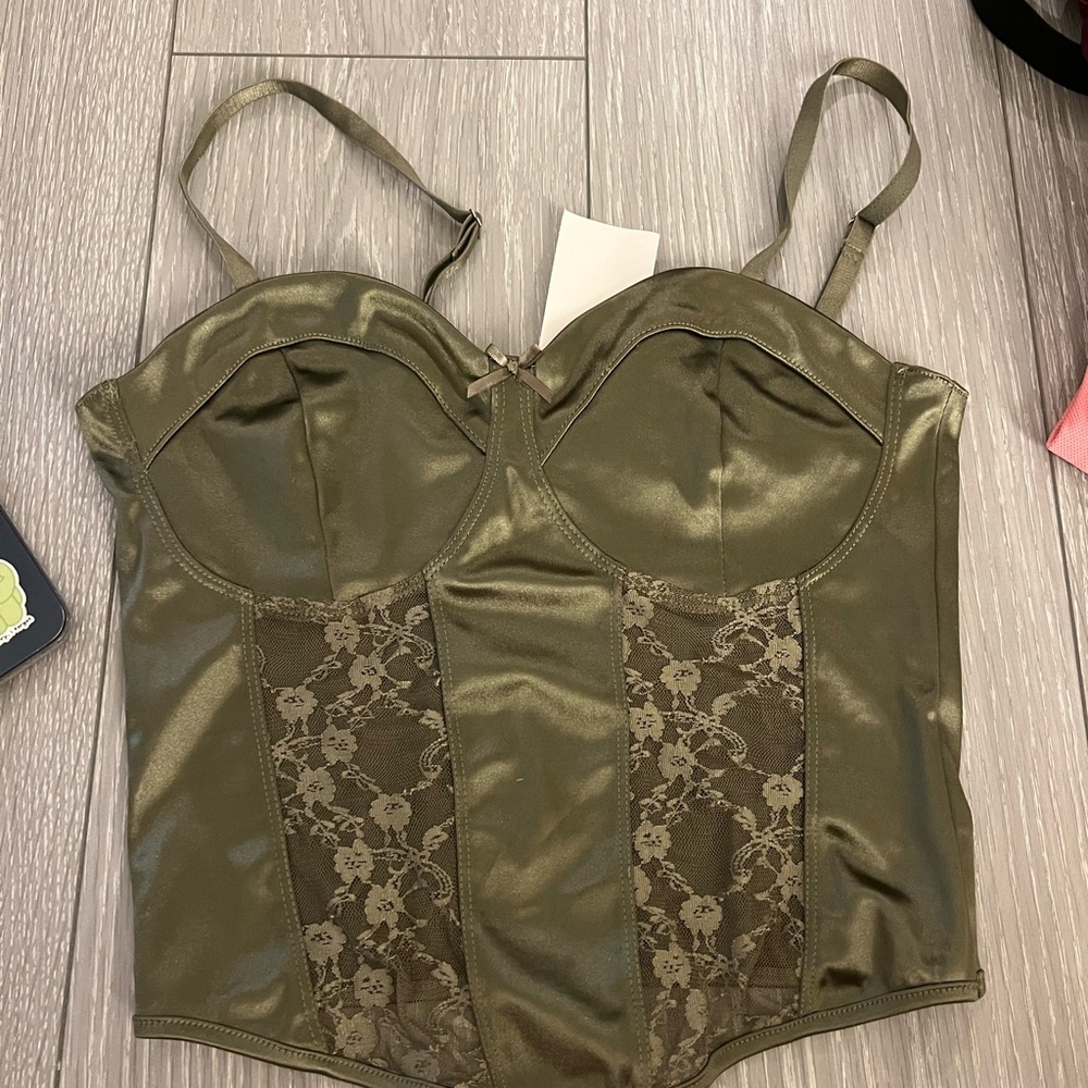 H&M Khaki Lace Bustier Top